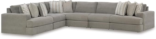 Signature Design by Ashley Casual Avaliyah L-Shape Left-Arm Facing 6-Piece Sectional with Reversible Cushion and Armrest, Gray