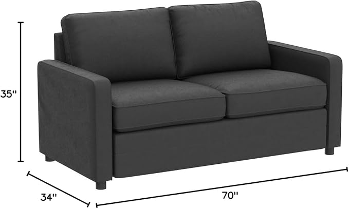 Rosina Convertible Sleeper Sofa with Innerspring Mattress and Durable Metal Frame, 500 lb Capacity, Mid-Century Velvet Pull Out Couch Bed, 70" Wide, Full Size, Midnight