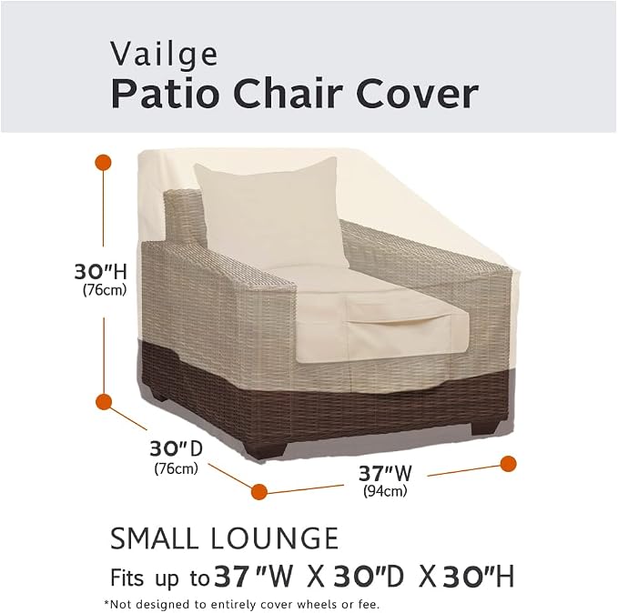 Vailge Patio Chair Covers, Lounge Deep Seat Cover, Heavy Duty and Waterproof Outdoor Lawn Patio Furniture Covers (4 Pack - Small, Beige & Brown) - Image 2