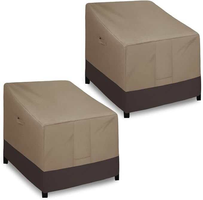 Easy-Going Outdoor Chair Cover Waterproof, Heavy Duty Patio Chair Cover, Windproof Outdoor Furniture Cover with Air Vent (2 Pack-33.5Wx31.5Dx36H inch, Camel/Dark Brown) by Easy-Going