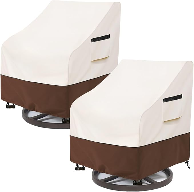 Patio Chair Covers Waterproof Patio Furniture Covers, 40W x 40D x 38H Inches Swivel Outdoor Chair Cover 2 Pack -Beige by Aacabo