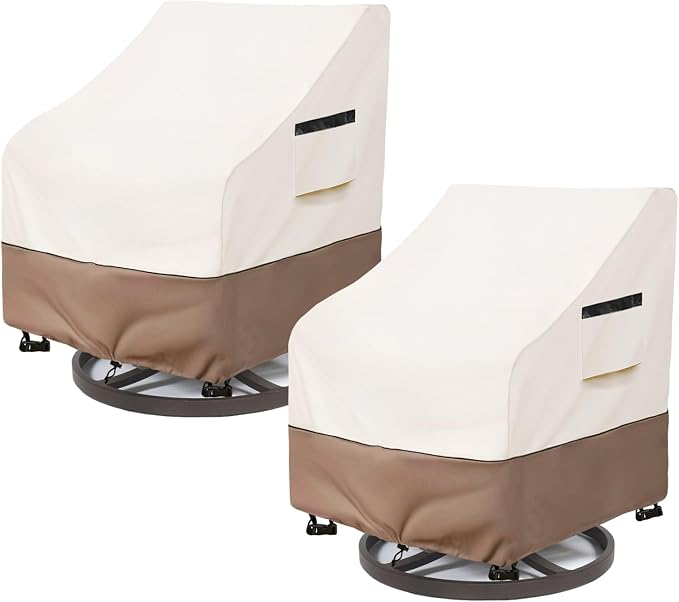 Patio Chair Covers Waterproof Heavy Duty Patio Furniture Covers, 37W x 40D x 36H Inches Swivel Outdoor Chair Cover 2 Pack (Beige) by SoloToo