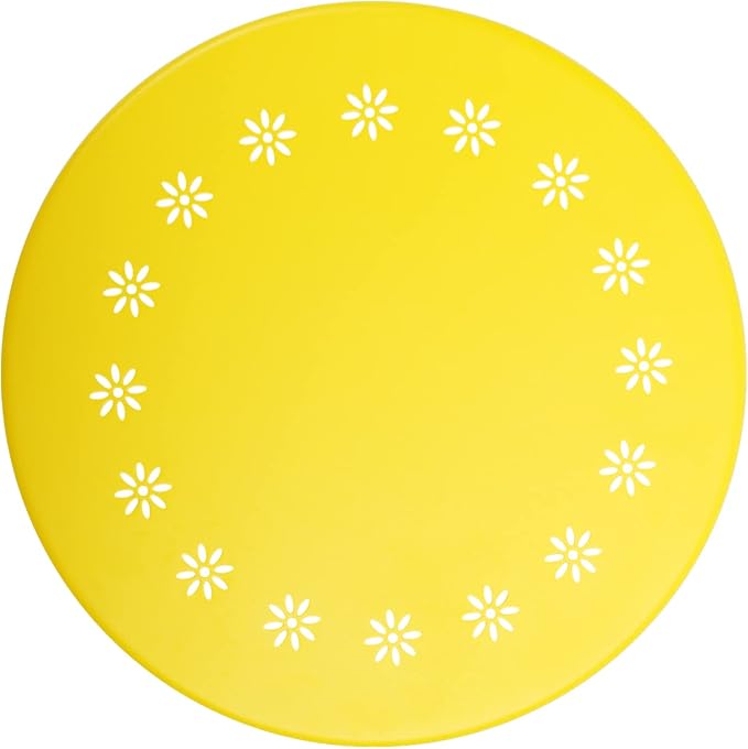 danpinera Outdoor Side Tables with Flower Cut Outs, Weather Resistant Steel Patio Side Table, Small Round Outdoor End Table Metal Side Table for Patio Yard Balcony Garden Yellow - Image 5