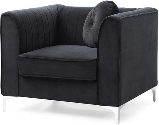 Glory Furniture Delray Velvet Chair in Black