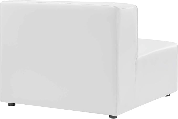 Modway Mingle Vegan Leather Sectional Sofa Armless Chair in White