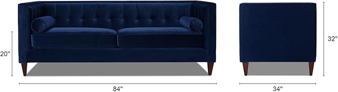Jennifer Taylor Home Jack 84" Modern Tuxedo Tufted Sofa, Navy Blue Velvet