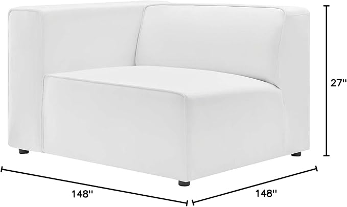 Modway Mingle Vegan Leather 7-Piece Sectional Sofa in White