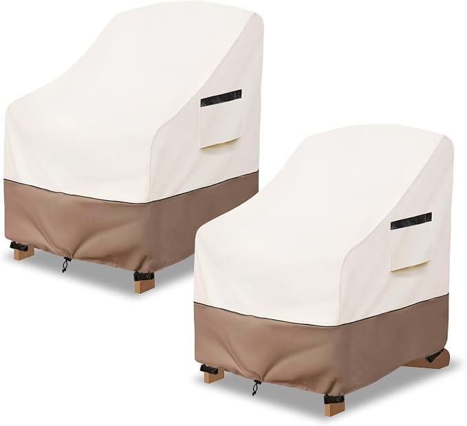 Adirondack Chair Covers Waterproof Heavy Duty Patio Furniture Covers, 32W x 35D x 36H Inches Outdoor Chair Cover 2 Pack (Beige) by SoloToo