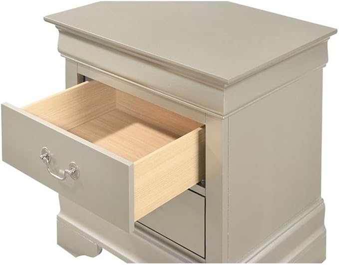 Glory Furniture Louis Phillipe 2 Drawer Nightstand in Silver Champagne - Image 4