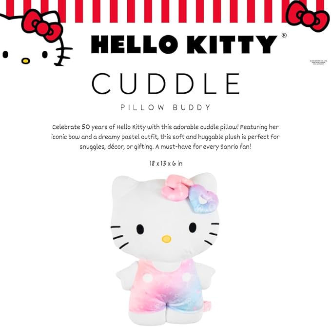 Collectibles Hello Kitty 50th Bedding Super Soft Cozy Decorative Cuddle Pillow, (Officially Licensed Product) By Franco