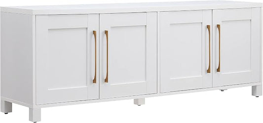Henn&Hart Rectangular TV Stand for TV's up to 80" in White, TV Stands for the Living Room by HennHart