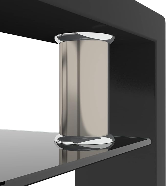 Rectangle Glass Coffee Table, Clear Coffee Table Modern Side Center Tables Furniture for Living Room,All Black