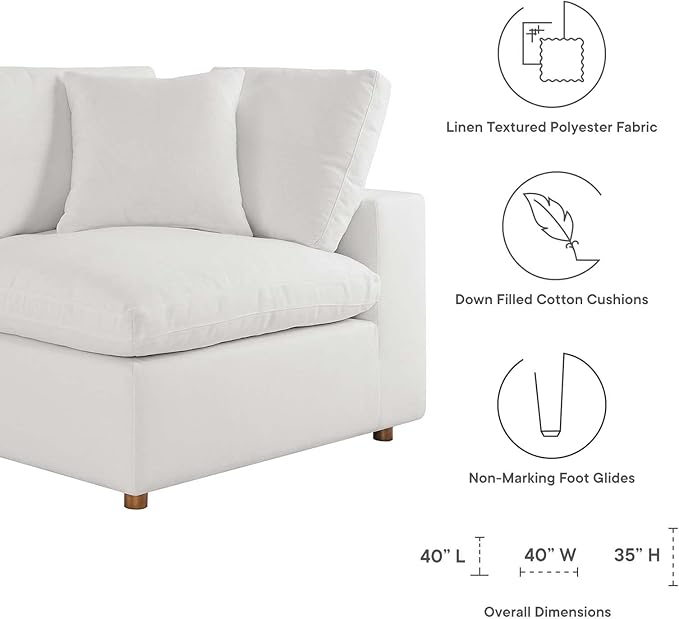 Modway Commix Down-Filled Overstuffed Upholstered 3-Seater Sofa
