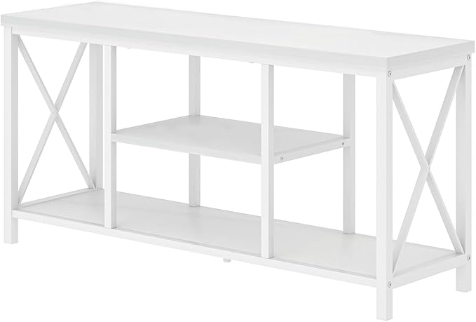 EXCEFUR Modern White TV Stand with Storage Shelves, Entertainment Center for TV up to 55 inch, Media TV Console Table and TV Cabinet for Living Room Bedroom, 47 Inch - Image 9