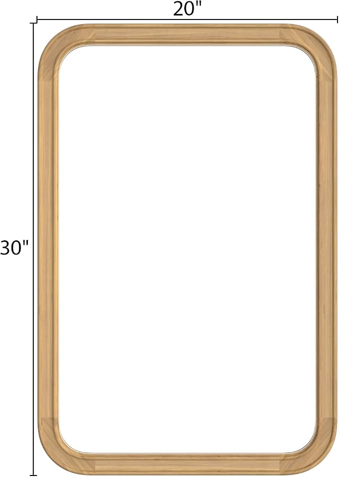 HOMECOOKIN Wood Bathroom Mirrors for Wall Mounted, 20" x 30" Rustic Wood Frame Wall Mirrors Decorative for Living Room or Bedroom Vanity Mirror (Natural) HH - Image 6