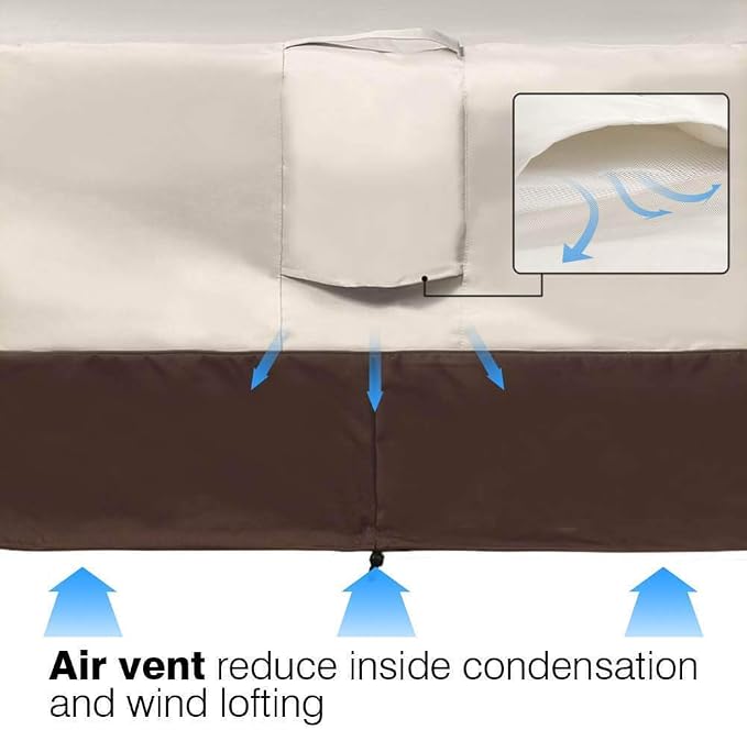 Vailge Waterproof Patio Furniture Set Cover with Padded Handles, Patio/Outdoor Table Cover, Patio/Outdoor Dining Square Table Chairs Cover(Large,Beige & Brown) - Image 7