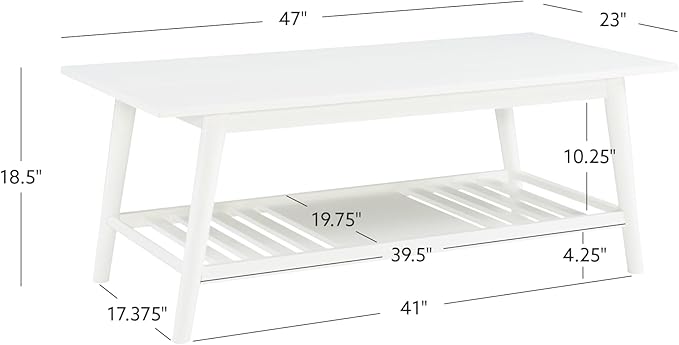 Melissa White Mid Century Coffee Table by Linon