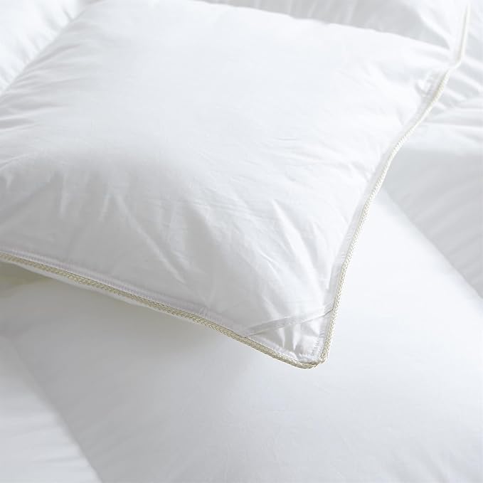 Luxurious White Solid Medium Weight, Super King Size Goose Feathers Down Comforter for All-Season, 120 X 120 inches, Premium Baffle Box, 100% Egyptian Cotton Cover, 85 oz. Fill Weight