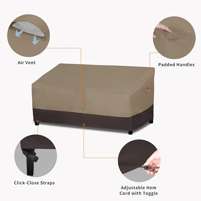 Easy-Going Waterproof Outdoor Couch Cover, Heavy Duty 3-Seater Patio Sofa Cover, Winchdproof Outdoor Furniture Cover with Air Vent （88Wx32.5Dx33H inch,Camel/Dark Brown - Image 4