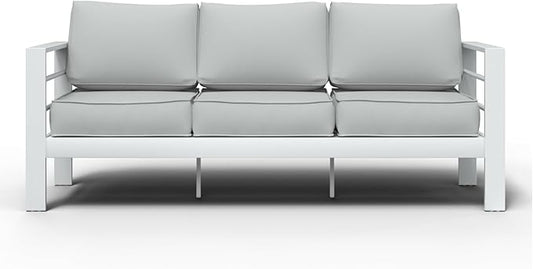 Aluminum Patio Furniture Set, 3-Seat Outdoor Furniture Set with 5 Inch Cushions, Patio Sets with Waterproof Covers for Backyard Garden(White)