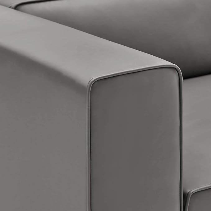 Modway Mingle Vegan Leather Sectional Sofa Left-Arm Chair in Gray