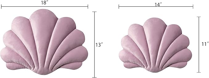 Ashler 3D Throw Pillows Shell Shaped Accent Throw Pillow, Soft Velvet Insert Included Cushion for Couch Bed Living Room, Pack of 1, Pink Purple, 18 X 13 inches
