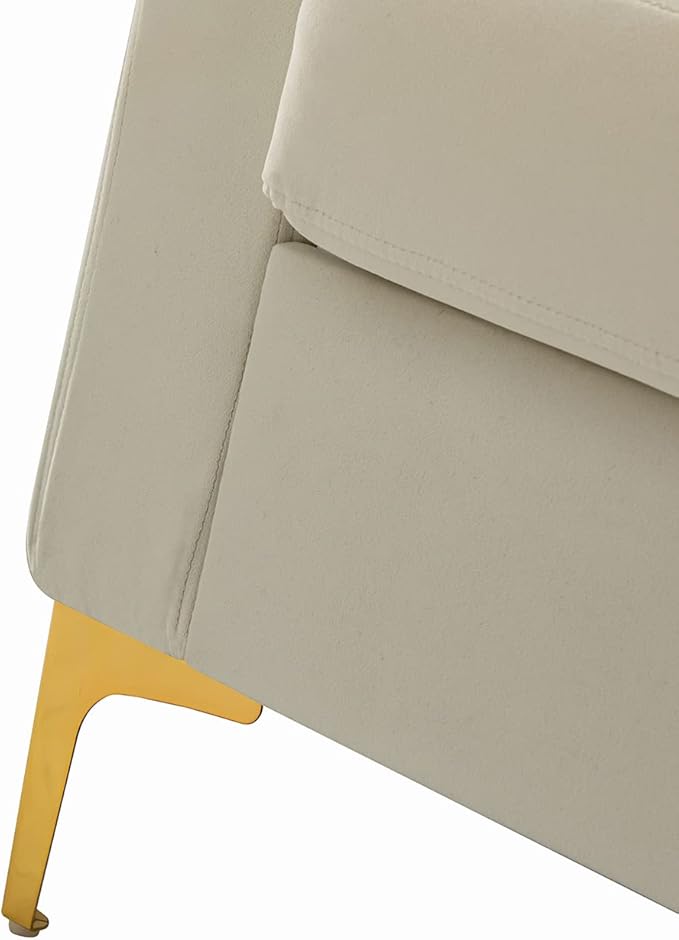 HULALA HOME Velvet Accent Club Chairs Set of 2, Modern Velvet Armchair Upholstered Accent Club Chairs Sofa Chairs with Gold Metal Legs Mid-Century Barrel Leisure Comfy Reading Armchair, Ivory