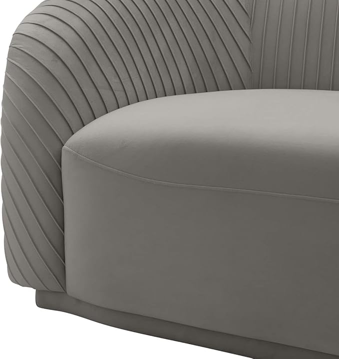 Yara 90.6" Grey Pleated Performance Velvet Sofa - TOV Furniture