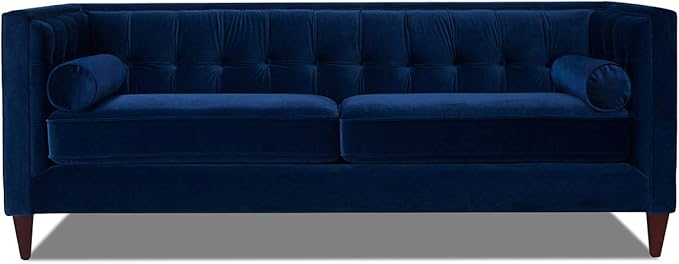 Jennifer Taylor Home Jack 84" Modern Tuxedo Tufted Sofa, Navy Blue Velvet