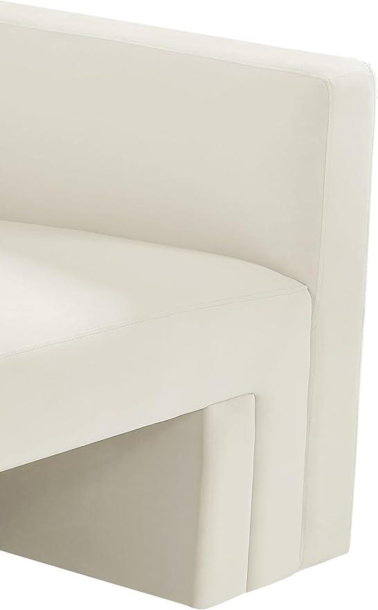 Meridian Furniture 665Cream-S Henson Collection Modern | Contemporary Velvet Upholstered Sofa with Rich Cream Velvet, Solid Wood Frame, 89.5" W x 34.5" D x 28" H, Cream