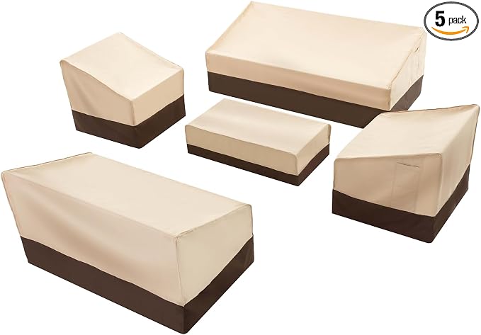 Loriano Patio Furniture Cover Set, 5 Piece Outdoor Furniture Cover Waterproof, 600D Heavy Duty Lawn Patio Set Covers by Loriano