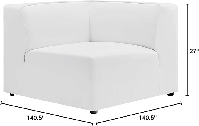 Modway Mingle Vegan Leather 7-Piece Sectional Sofa in White