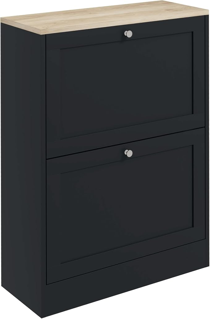 HOMCOM Shoe Storage Cabinet with 2 Flip Drawers, Wooden Freestanding Shoe Organizer with Adjustable Shelves for Entryway, Hallway, Black by HOMCOM