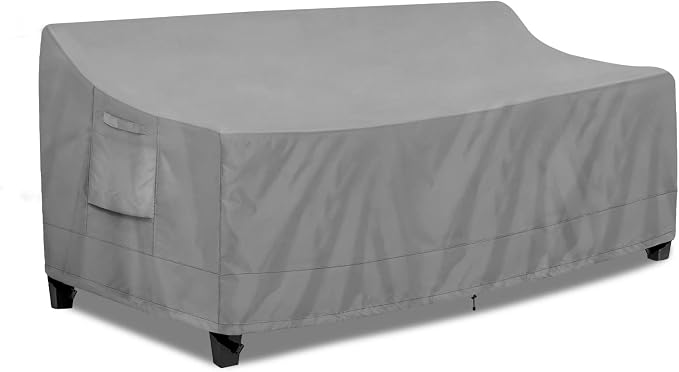 PureFit Outdoor Couch Cover Waterproof Patio Sofa Furniture Covers, 3-Seater Outdoor Cover with Air Vent and Handles, 78W x 35D x 35H Inches, Gray by PureFit
