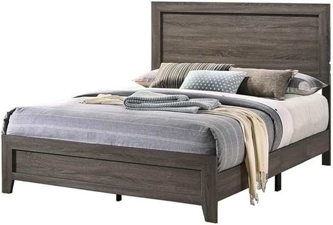 Best Quality Furniture Rustic Wood Gray 6pc Bedroom Set in Full Size with Chest and 2 Nightstands