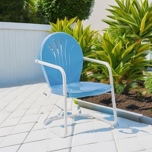 Crosley Furniture Griffith Outdoor Chair, Retro Metal Patio Chairs for Dining, Porch, Deck, Balcony, Sky Blue - Image 5
