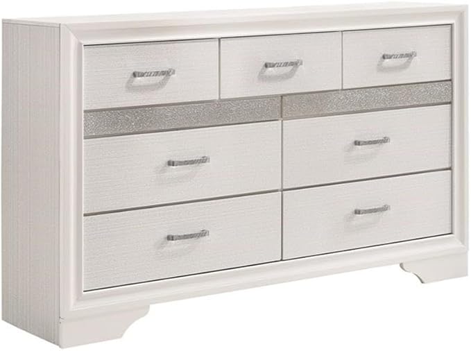 Stonecroft Furniture 5-Piece Wood Queen Storage Bedroom Set with Queen Size Bed / 2-Drawer Nightstand / 7-Drawer Dresser / 5-Drawer Chest / 36" x 46" Mirror in Pristine White Finish