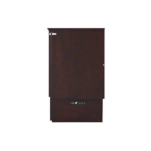 AFI, Chelsea Mid-Century Modern Queen Solid Wood Murphy Bed Chest with 6" Mattress, Storage Drawer & Built-in USB Charger, Espresso