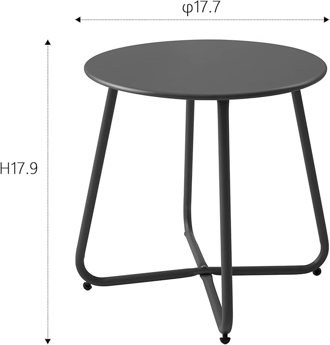 Meluvici Patio Small Side Table Waterproof Round Metal Steel Weather Resistant Portable Outdoor and Indoor End Table for Garden Balcony Yard, Black - Image 3