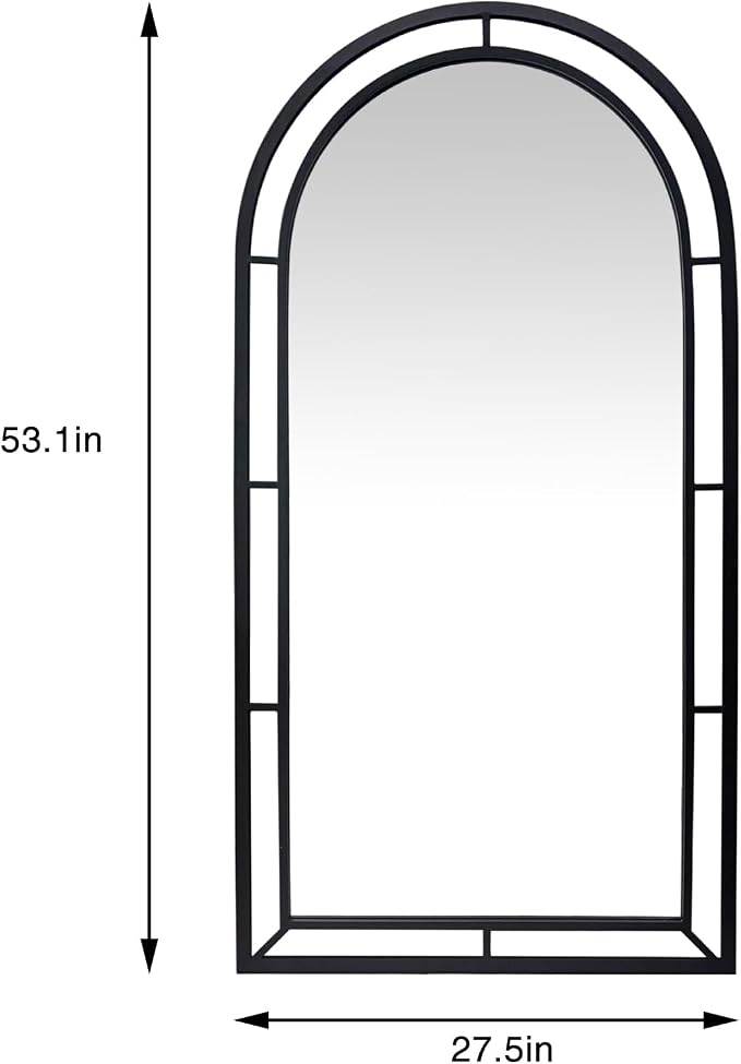 WAMIRRO 28"X53"Window Arched Black Full Length Mirror,Wall Mirror Decorative Black Window Pane Mirror Decor for Wall/Fireplace/Entryway/Hallway/Living Room/Bathroom - Image 2