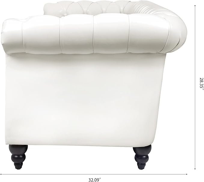 ERYE 84.5-Inch Classic 3 Seat Chesterfield Sofa Couches for Living Room Bedroom, 3 Seaters Button Tufted Faux Leather Upholstered Chesterfield Sofa Couch,Wood Legs | Button Tufted, Easy to Assemble, Nailhead, Removable Cushion