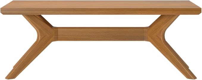 Plank+Beam Cross Leg Rectangular Coffee Table, 48 Inch Wood Coffee Table for Living Room, Modern Center Table, Cocktail Table, Pecan