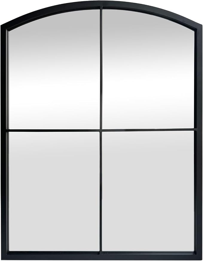 WAMIRRO Black Window Pane Mirror,Farmhouse Arched Grid Mirrors for Fireplace/Entryway/Hallway/Living Room 28"X36" - Image 8