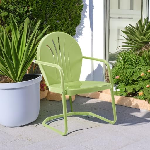 Crosley Furniture Griffith Outdoor Chair, Retro Metal Patio Chairs for Dining, Porch, Deck, Balcony, Key Lime - Image 2