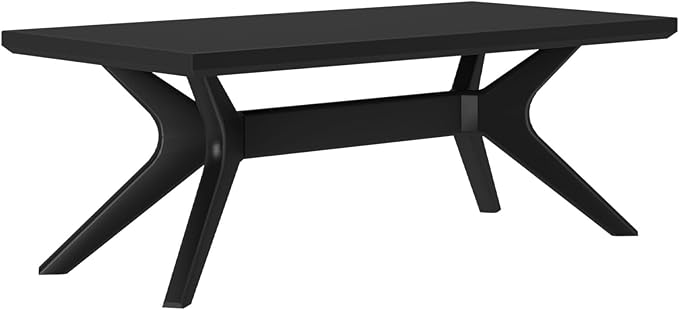 Plank+Beam Cross Leg Rectangular Coffee Table, 48 Inch Wood Coffee Table for Living Room, Modern Center Table, Cocktail Table, Black