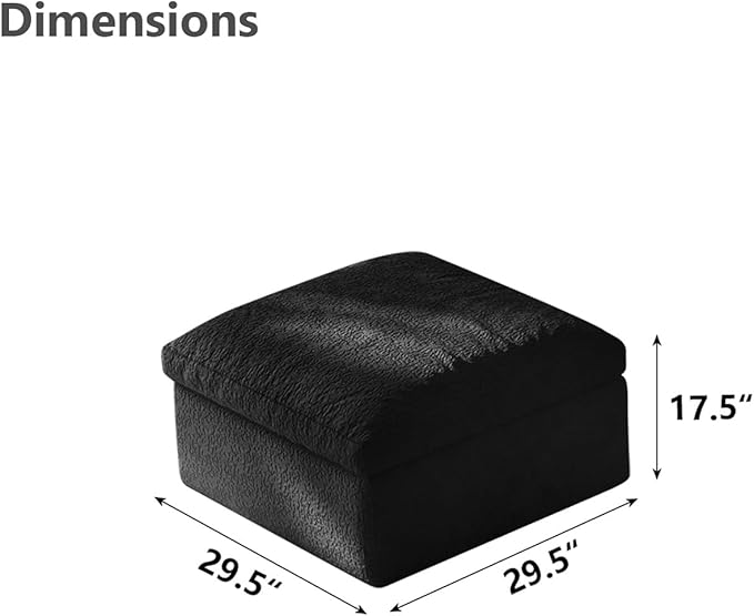 Ottoman Modular Sectional Sofa Boneless Cloud Ottoman,Footstool, Comfy Seating Experience Foot Rest Stool, Foot Rest Under Desk for Living Room Bedroom, Black