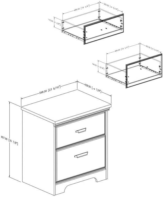 Home Square 3 Piece Modern Bedroom Furniture Set - 8 Drawer Bedroom Dresser/Small Nightstand with Drawers - Set of 2 / Distressed Grey Oak