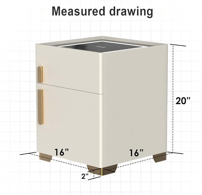 Nightstand with Drawer, Wireless Charging Bedside Table 3 LED Light Night Stand with Safe, Modern End Table with Drawers for Bedroom Office - Image 2