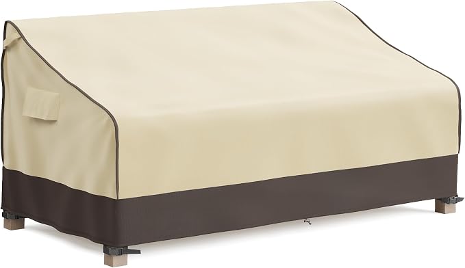 MR. COVER 3-Seater Outdoor Couch Cover Waterproof, 80 Inch Patio Furniture Covers Waterproof with All Weather Protection, Heavy Duty Outdoor Sofa Covers with Air Vent and Handles, Brown & Khaki by MRCOVER