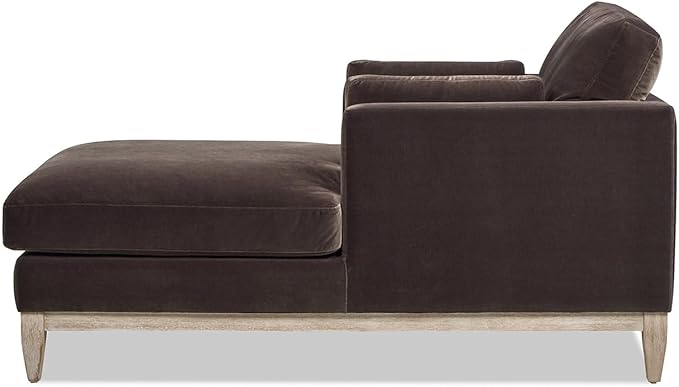 Knox 65" Modern Farmhouse Chaise Lounge Chair, Deep Brown Performance Velvet